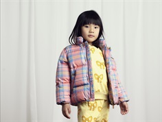 Mini Rodini pink check city puffer vinterjakke